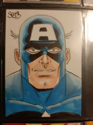 Captain America Hand Drawn Sketch Card By Mark Spears Psc Aceo Marvel • £99.99