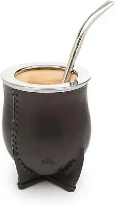 THEARG  Yerba Mate Gourd Set With Stainless Steel Straw | Handmade Leather Yerba • $34.99