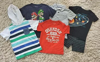 Lot 5 T-shirts & PJ Set Size 6T NINTENDO MARIO CRAZY8 OSHKOSH Gymboree Etc...  • £24.13