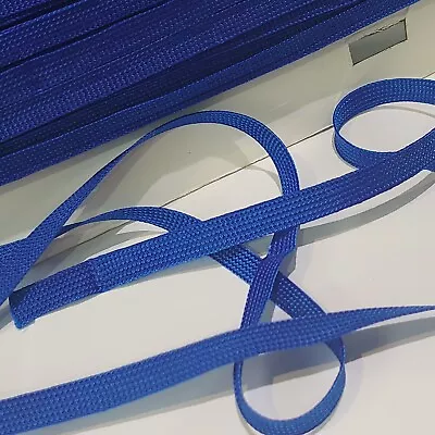 FULL CARD 79 Metres Of 9mm Wide Polyester Vintage Webbing Braid Blue • £13