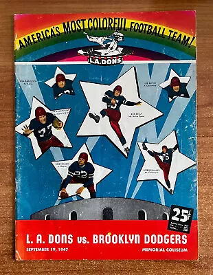 1947 Aafc Brooklyn Dodgers @ Los Angeles Dons Football Program - Nfl Rams • $49