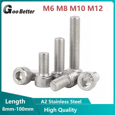 £1.50 • Buy M6 M8 M10 M12 Allen Bolts Fine Threaded Socket Cap Screws Hex Head A2 Stainless