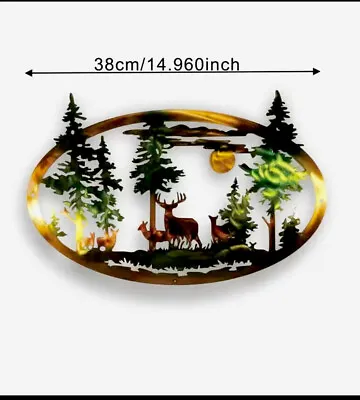 Metal Wall Art Deer In The Forest Wall Decor Hanging For Cabin Decor Living Room • $29