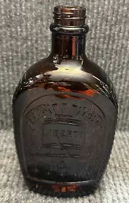 Log Cabin Syrup Bottle Vintage Bicentennial Amber Glass 1776 Liberty Bell • $3.20