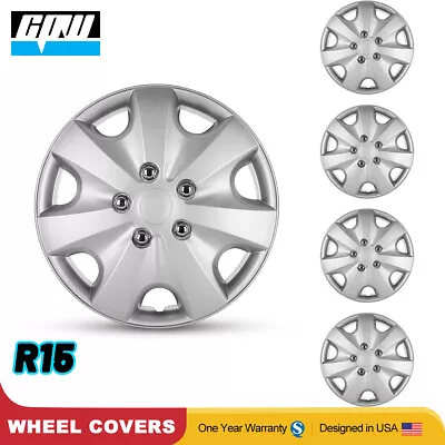 4Pcs 15  Silver Wheel Covers Hubcaps On Full Hub Caps Fits R15 Tire & Steel Rim • $39.99