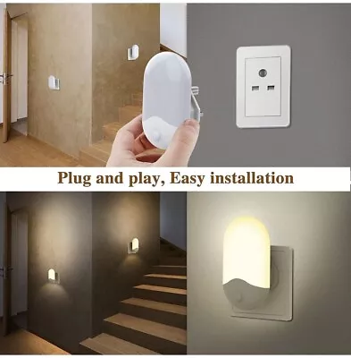 Automatic LED Night Light Plug In Energy Saving Dusk  Dawn Sensor Kids Light • £7.63