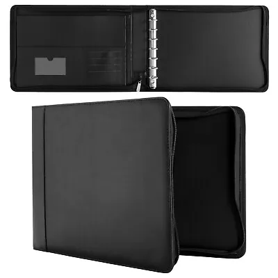 Black 7 Ring Business Checkbook Binder With Zipper For Checks 15 X 11 X 2 In • $24.89