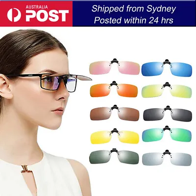 $8.99 • Buy Clip On Flip Up Sunglasses Polarized Lens UV400 Driving Eyewear Extension 3 Size