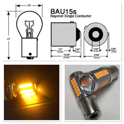 Rear Turn Signal Bulbs BAU15S 7507 PY21W SMD LED 150° Amber K1 HAK • $15.50