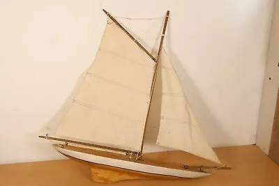 Handmade Wooden Pond Yacht Sailing Boat Vintage Model Ship 19  Inch • $124.27