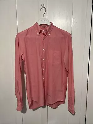 £9.95 • Buy Mens Gant Rugger Selvage Madras Coral Pink Long Sleeved Cotton Shirt M
