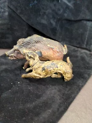 Antique Austrian Vienna Bronze  Dog  Fighting Boar C1900 Antique • $129