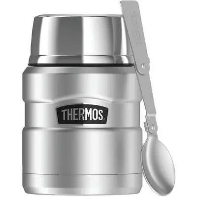 Thermos Stainless King 16 Ounce Food Jar With Folding Spoon Matte Stainless New • $20.28