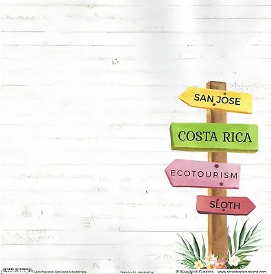$1 • Buy SC - Costa Rica Vacay Sign Scrapbooking Paper - Wood Bkgd 30192
