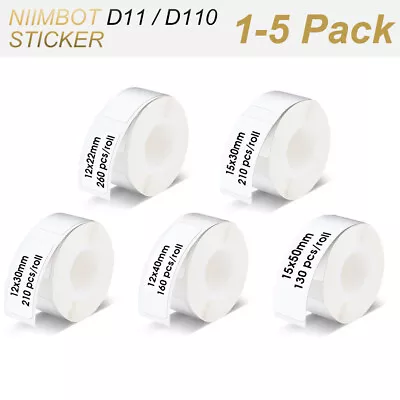1-5 Roll Niimbot D11 D110 White Label Sticker Paper Label Printer Stickers Tape • £8.90