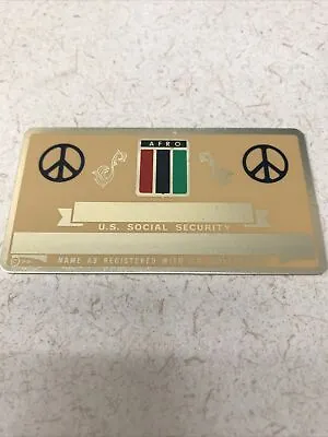 New VINTAGE METAL SOCIAL SECURITY CARD 50's USA Afro Peace Pan-Africa Flag • $5.91