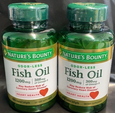 $11.89 • Buy 2x Natures Bounty Odorless Fish Oil 60 Tabs 1200 Mg Exp 07/2023