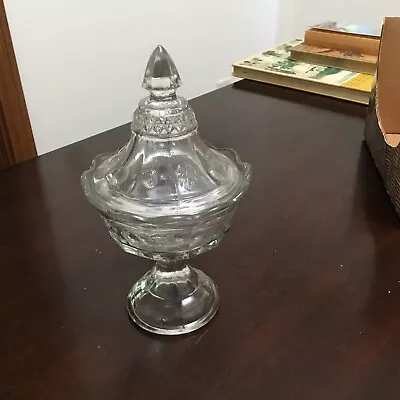 Vintage Glass Covered Candy/Compote Dish W/Lid 10” H • $6