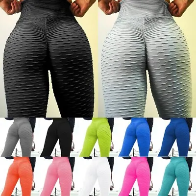 £7.89 • Buy Women Tik Tok Leggings Anti-Cellulite High Waist Yoga Pants Gym Fitness Bum Lift