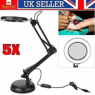 5X Magnifying Lamp/Light Daylight Magnifier Desktop Table Work Bench Tattoo UK • £15.89