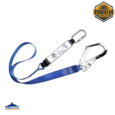 Fall Arrest Safety Harness Lanyard Webbing Strap With Shock Absorber Portwest  • £26.95