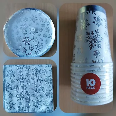 £4.95 • Buy Christmas Plates Cups Napkins Party Celebration Xmas Santa Holiday Sparkle Elf