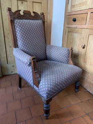 £100 • Buy Antique Victorian Upholstered Parlour Chair Fireside Armchair