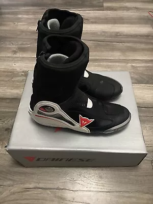 Dainese Axial D1 IN Race Track Sports Boots EU 47 UK 12 Black - White/Fluo Red • £250