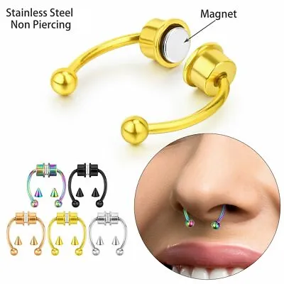 US Magnetic Non-Piercing Nose Rings Fake Septum Segment Helix Club Clickers Punk • $6.06