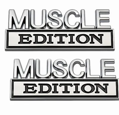 2pc MUSCLE EDITION EMBLEM 3D Badge Nameplate Car Truck SUV (black Chrome) • $13.99