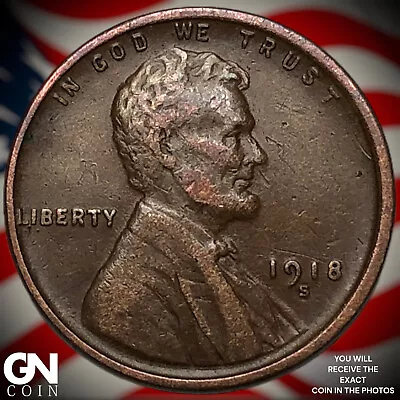 1918 S Lincoln Cent Wheat Penny M7945 • $3