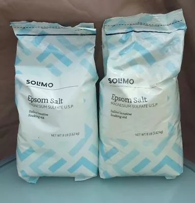2 - Solimo Epsom Salt Magnesium Sulfate Soaking Aid 8lb Bags (NIP) • $24.98