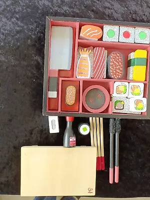 Melissa Doug Wooden Sushi Slicing Play Set 12608 Kitchen Food Chef Play Toy Vgc • £14.99