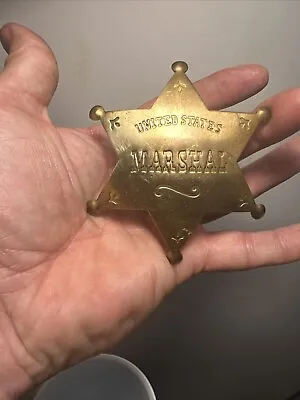 Decorative 6 Point Brass Badge United States Marshal Made India Western Decor  • $18
