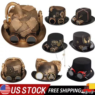 Steampunk Top Hat With Goggles Costume Party Prom Top Hat Goggles For Men&Women • $21.23