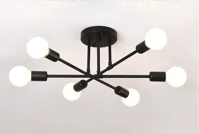 Living Room Chandelier LED Lamp Black Frame Ceiling Light Modern Pendant Lights • £25.97