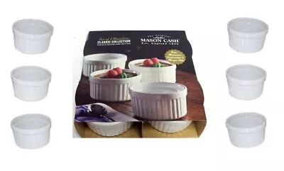 6 X White Round Ceramic Ramekin Dish - 9cm - Dishwasher Freezer Microwave Safe • £11.89