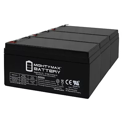 Mighty Max 12V 3AH SLA Battery Replaces Bruno Elan SRE-3000 Medical Lift - 3Pack • $46.99