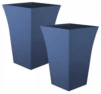 2 X Blue Large Plant Pot Indoor Garden Tall Square Plastic Flower Tree Planter • £14.99