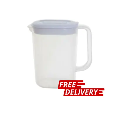 1.5 Litre Plastic Jug Fridge Door With Lid Water Juice Milk Drinks Container     • £6.89