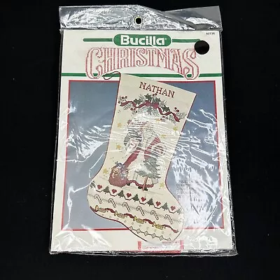 BUCILLA Christmas Counted Cross Stitch Stocking Kit 82738 Yuletide Santa VTG • $11.99