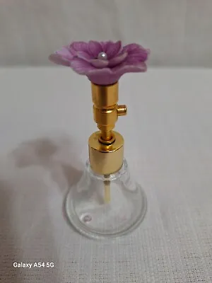 Vintage Glass Perfume Atomizer Minus Atomizer Purple Resin Flower Pearl  Read  • $6