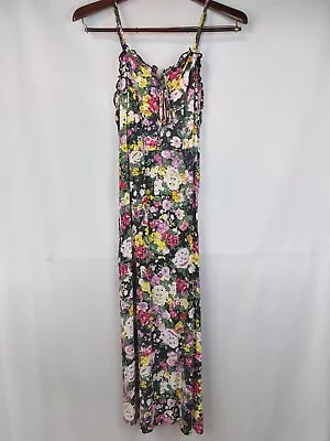 Wild Fable Women's Floral Print Maxi Dress Xs Lace Up Front W/Adjustable Straps  • $9.95