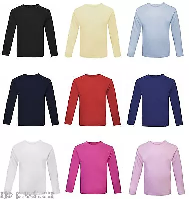 Baby Toddler Boy/Girl Plain Long Sleeve T-Shirt Top 100% Cotton 0-6 Kids Babies • £4.29