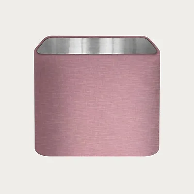 £44.50 • Buy Lampshade Mauve Textured 100% Linen Brushed Silver Rounded Square Light Shade