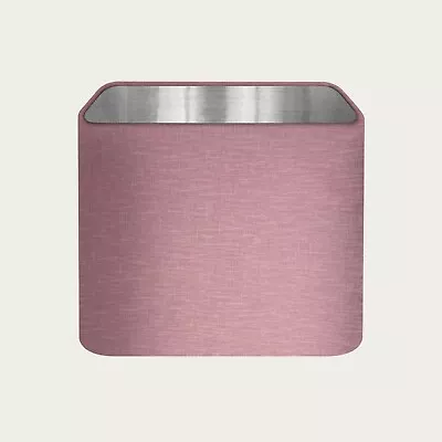 Lampshade Mauve Textured 100% Linen Brushed Silver Rounded Square Light Shade • £38.50