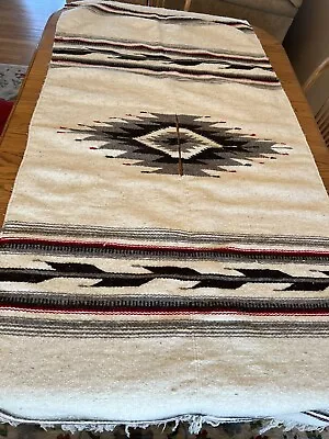 Vintage Southwestern Mexican Woven Wool Serape Blanket Poncho Rug Cape • $39