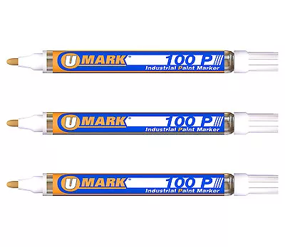 3 Pack - White Valve Action Metal Paint Marker U-Mark Made In USA • $13.99