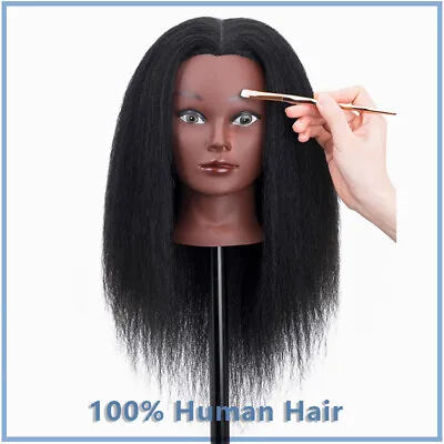 100% Human Hair 14  Mannequin Head Hairdresser Manikin Training Cosmetology Doll • $35.59