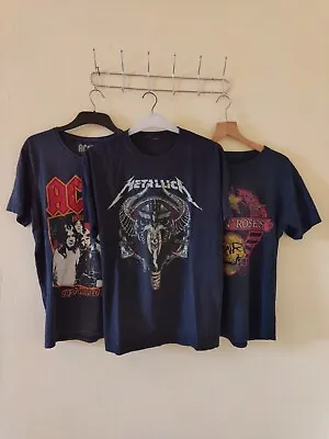 Lot Of 3 Vintage Rock Band Shirts - AC/DC Metallica Guns N' Roses -sizes L XL • $50